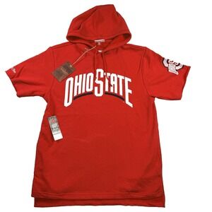 NWT Mitchell & Ness Mens Ohio State Buckeyes Short Sleeve Game Day Hoodie Medium
